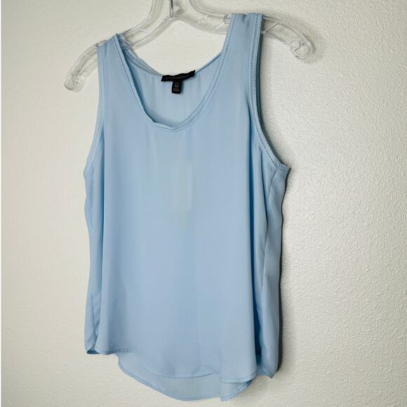 NWT Banana Republic Light Blue Picot Trim Semi Sheer Tank Top XSP - Picture 3 of 11
